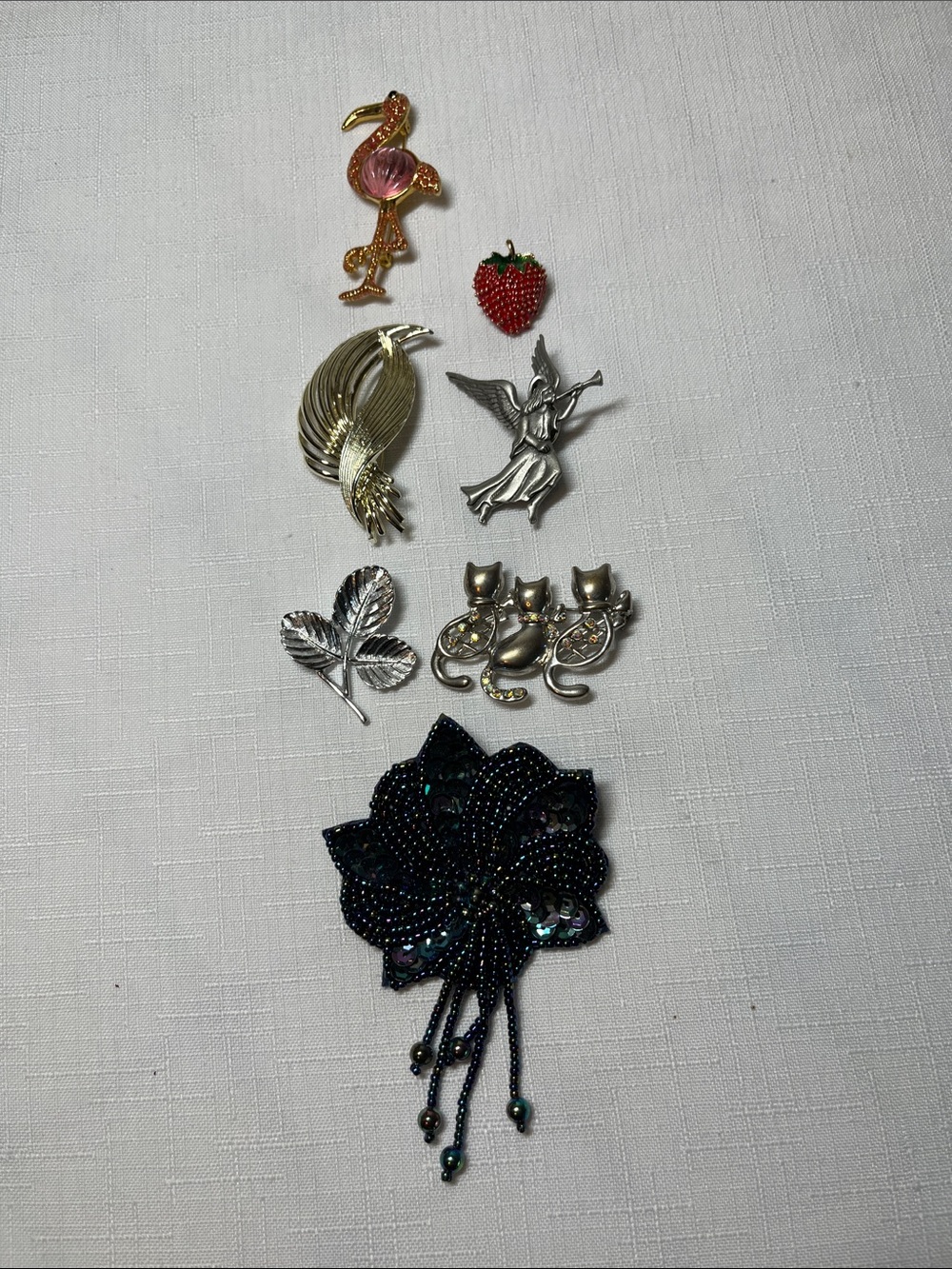 Vintage Assorted Women’s Brooch Set 
Beaded Floral & Metallic Accents